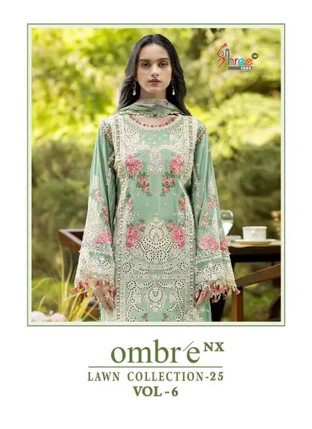 Ombre Lawn Collection 25 Vol 6 Nx by Shree Online Cotton Dupatta Pakistani Suits Wholesale